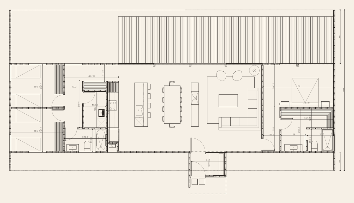 Planta de arquitectura de la casa Pucón