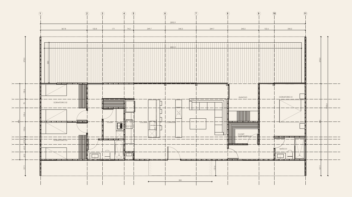 Planta de arquitectura de la casa Santa Cruz